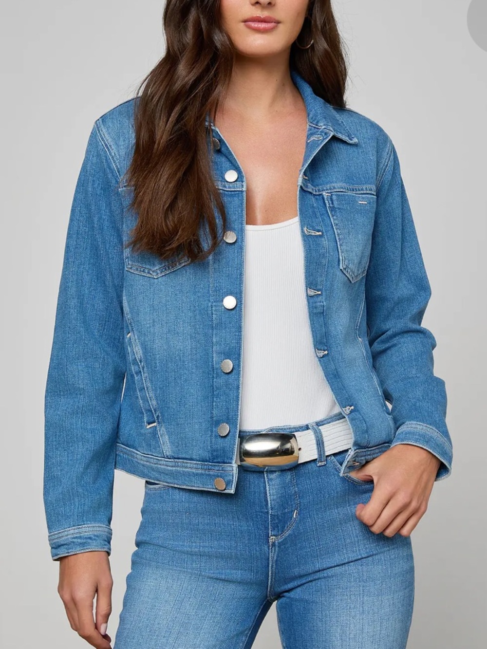 L'AGENCE Celine Jeans Jacket in Getty Medium Blue Denim Size Small